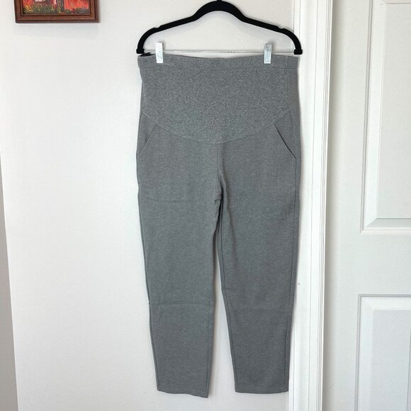 Gray Maternity Trouser Pants - Over-the-belly with stretch - ankle length - Picture 1 of 15